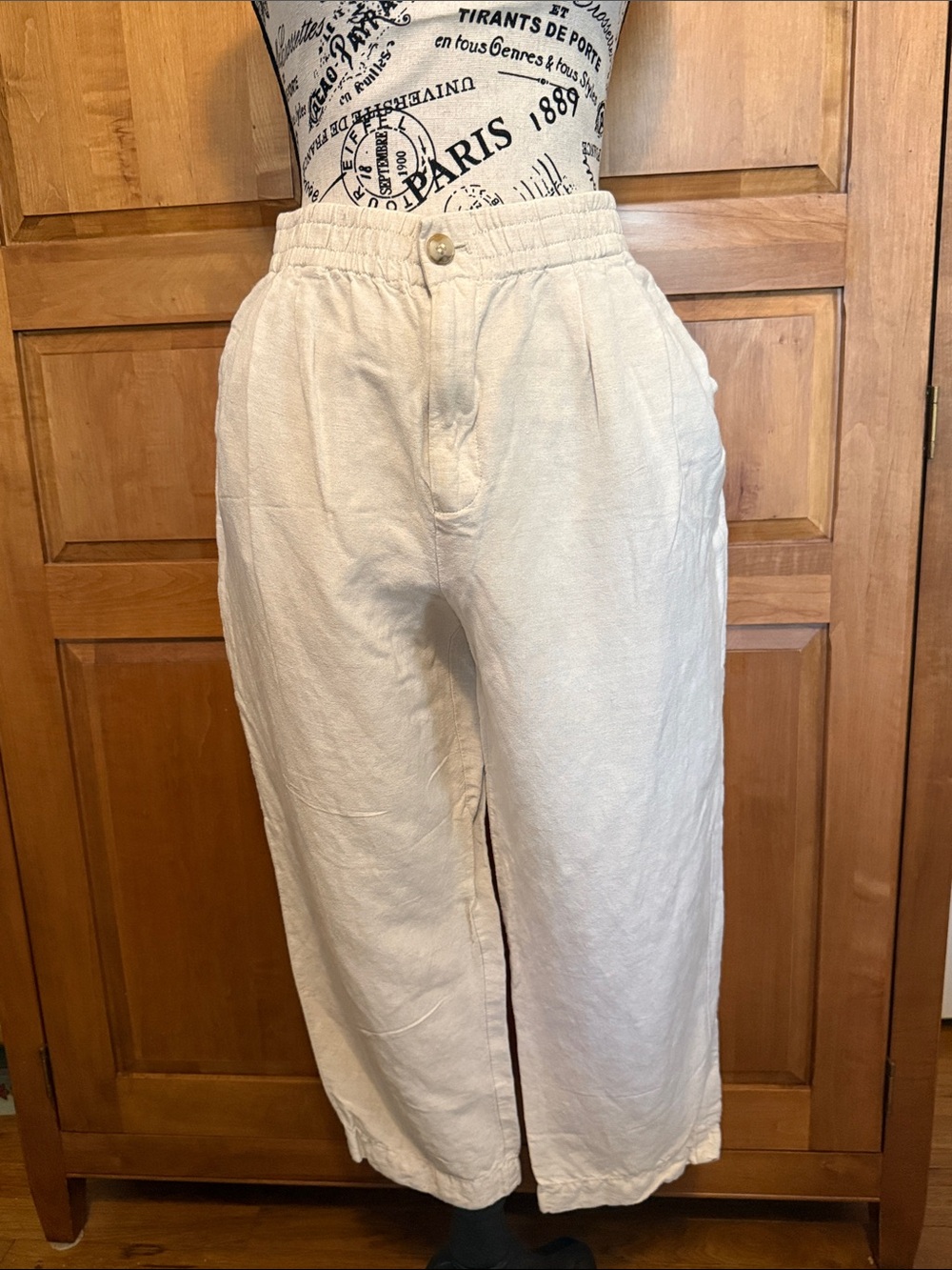 MADEWELL Women’s Cropped Linen Blend Pants in Ivory